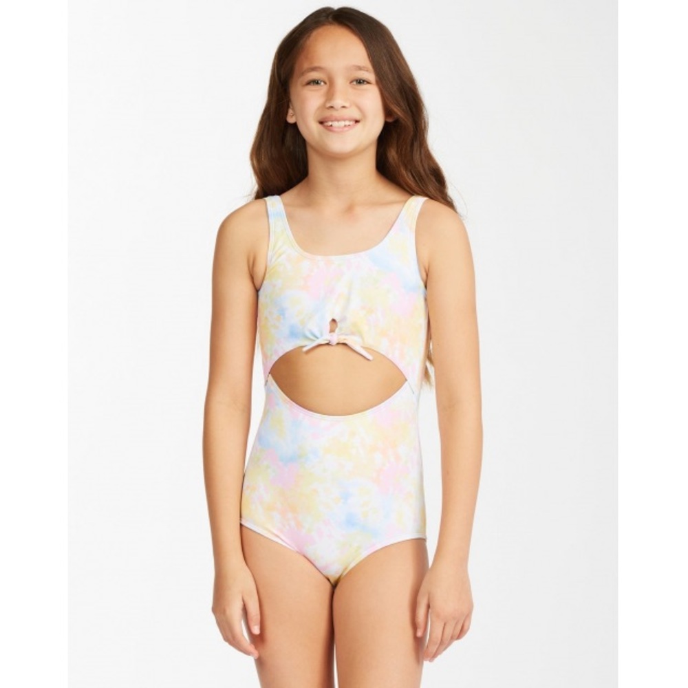 New Billabong on a rainbow one piece swim suit cut out girls size 10